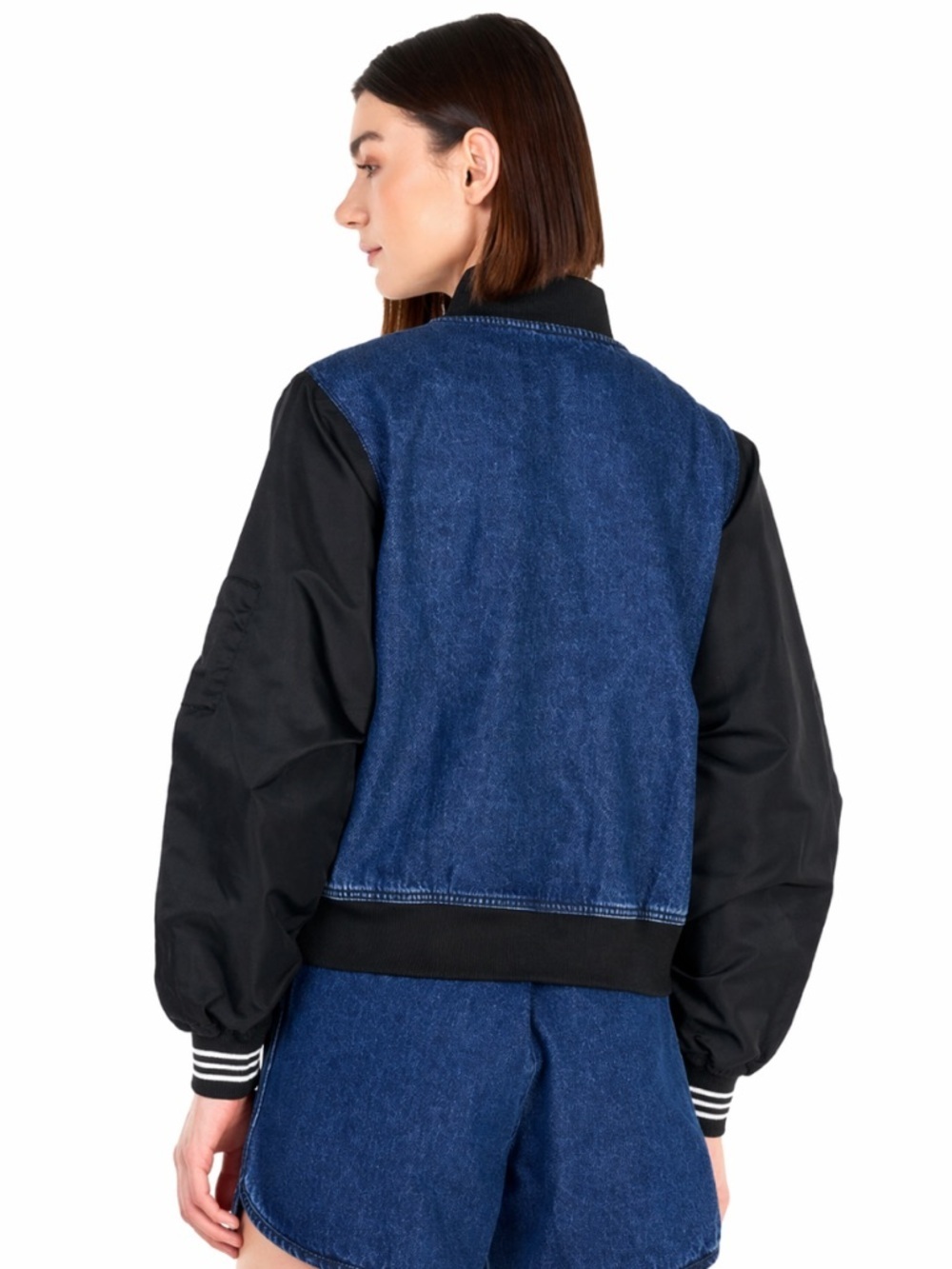 Adidas Originals SST Denim Graphic Varsity Bomber Jacket Size Medium Like New! - Picture 3 of 11